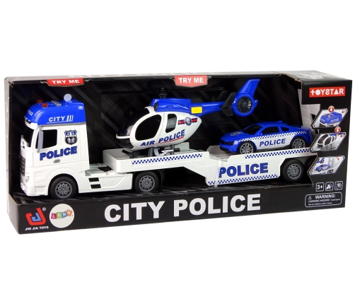 Police Car Transporter Kit Helicopter Sound Lights