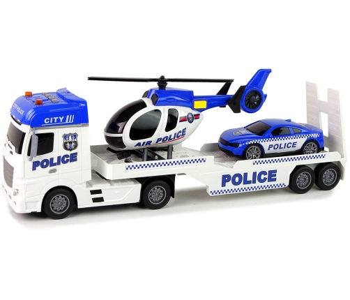 Police Car Transporter Kit Helicopter Sound Lights