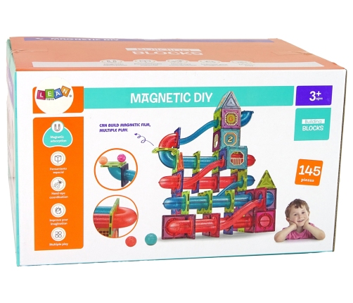 Magnetic Blocks 145 Pieces 3D Slide For Balls