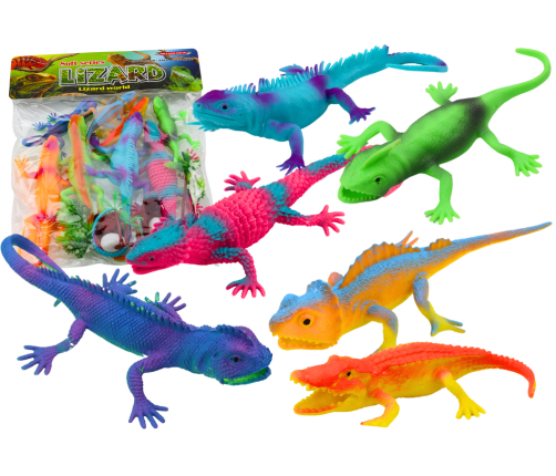 Set of Colorful Lizards Reptiles Figurines 8 Pieces