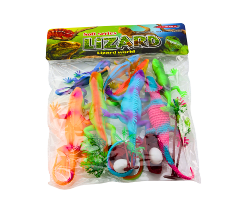 Set of Colorful Lizards Reptiles Figurines 8 Pieces