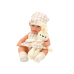 Baby doll in a carrier, a bunny, in a checkered outfit, beige