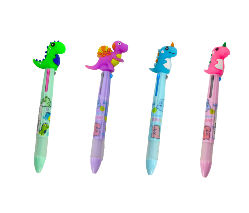 Multicolored Pen With Slider 3 Colors Dinosaur