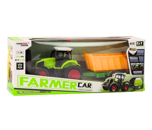 Remote Controlled Tractor With Trailer RC 1:16 Green Remote Control