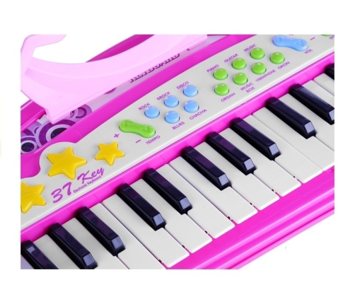 Keyboard Organki 37 Klawiszy MP3  Mikrofon Różowe