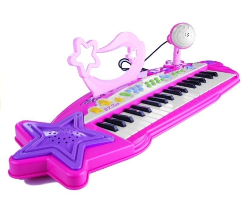 Keyboard Organki 37 Klawiszy MP3  Mikrofon Różowe