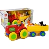 Tractor with a trailer, animals for babies on batteries with sound