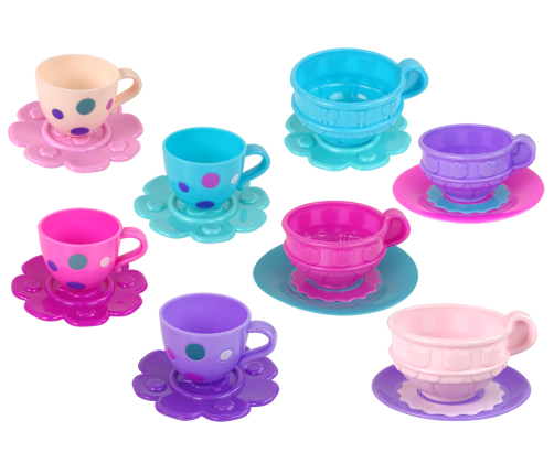 Tea Set Cups Plates Cutlery Bowls Purple