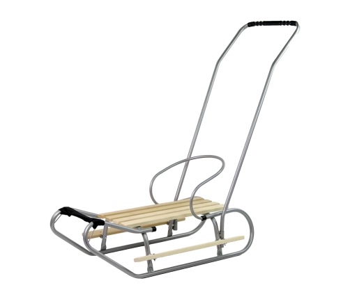 Metal Sled with Push Bar Backrest Silver