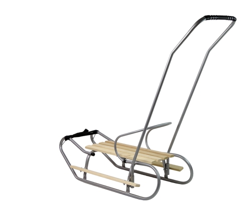 Metal Sled with Push Bar Backrest Silver