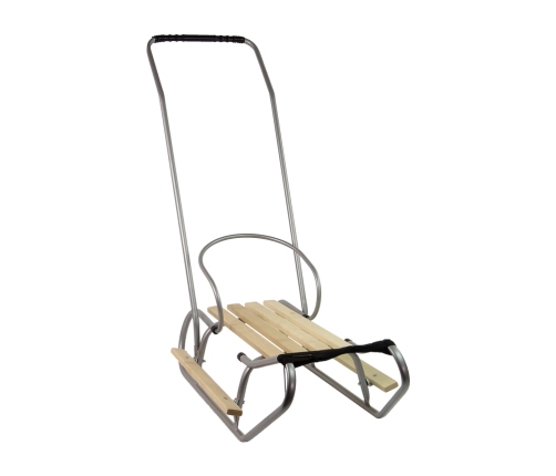 Metal Sled with Push Bar Backrest Silver