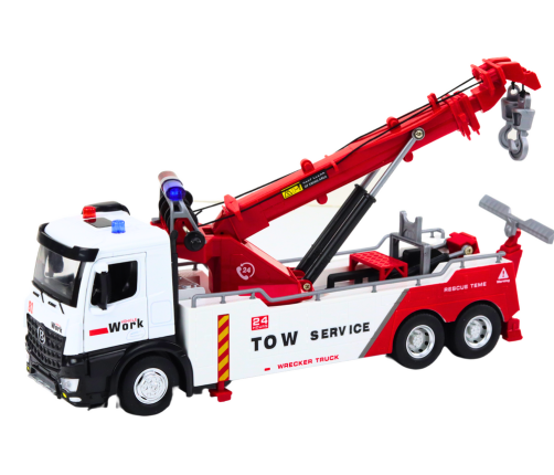 Truck With Crane Two Metal Hooks Red And White Lights Sounds