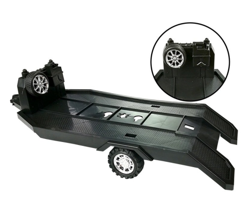 Set of Vehicles Black Monster Truck White Caravan 58 cm