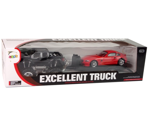 Set of Vehicles Black Monster Truck White Caravan 58 cm