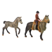 Set of 2 figurines Horse and foal in a corral + Rider