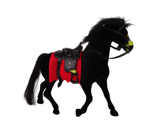 Velvet Figure Black Horse Red Saddle