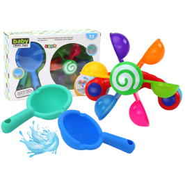 Rotating Bath Toy Colorful Bowls Two Spoons