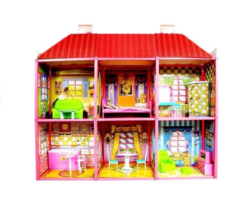 Dolls' House - Large Villa with Furniture + FREE DOLL