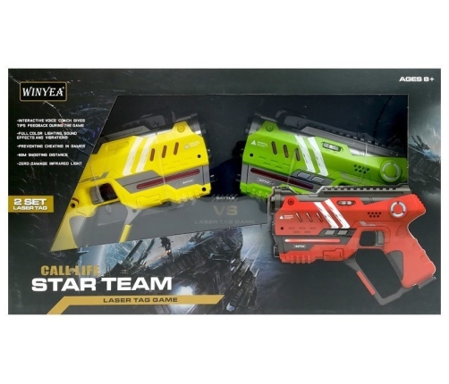 Laser Tag Pistol Set 4 Teams 2 Colors Green Yellow