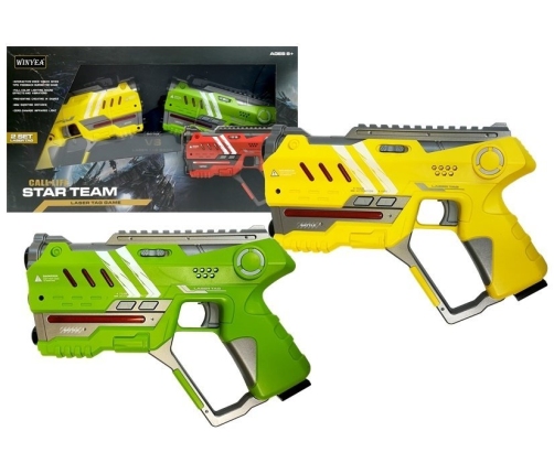 Laser Tag Pistol Set 4 Teams 2 Colors Green Yellow