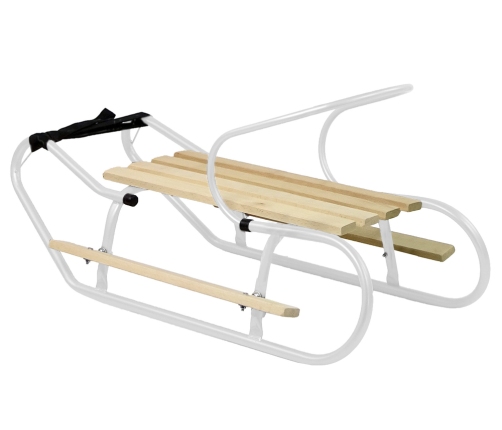 Metal Sled with Backrest Strap White