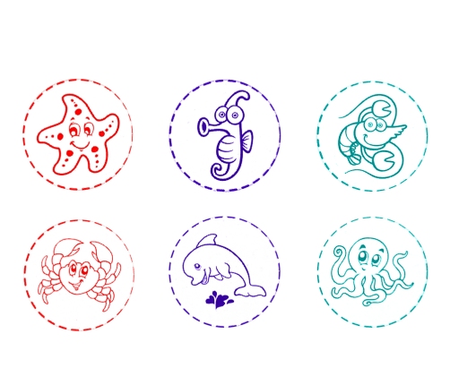 Decorative Sea Animal Hearts Stamps 6 Patterns