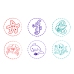 Decorative Sea Animal Hearts Stamps 6 Patterns