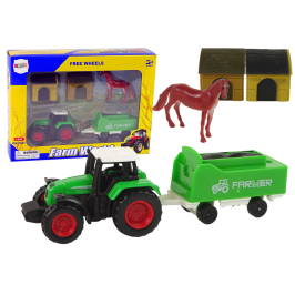 Farm Set Tractor Trailer Horse 1:64