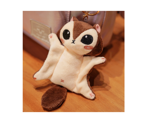 Plush Mascot Sugar Glider Squirrel Brown Keychain 10 cm