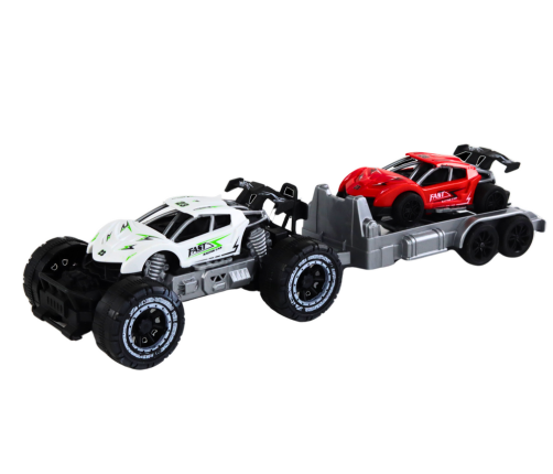 Set: White Off-Road Car, Red Sports Car, Tow Truck