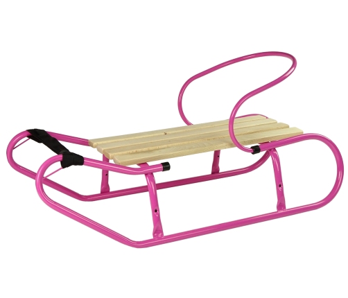 Metal Sled with Backrest Strap Pink