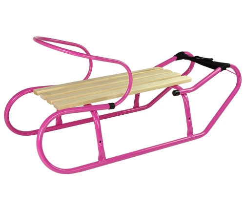 Metal Sled with Backrest Strap Pink