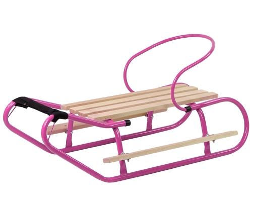 Metal Sled with Backrest Strap Pink