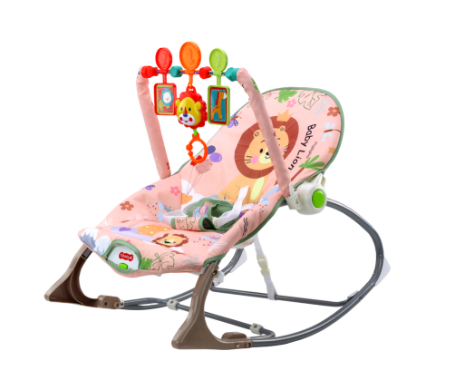 Rocking Chair Bouncer For Baby Vibration Sound Rocking Rocker Pink Lion