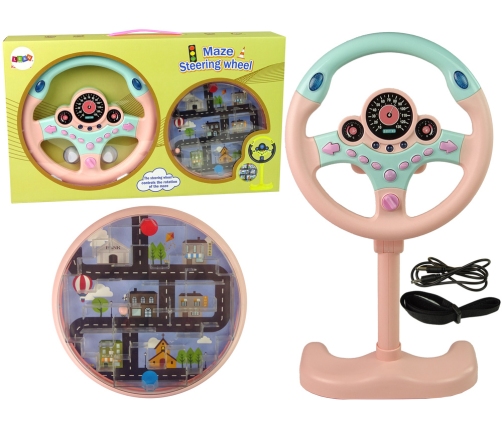 Pink Interactive Steering Wheel On Foot Sounds Lights City Maze Ball