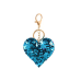 Heart Sequins Keychain Double-Sided Silver Blue