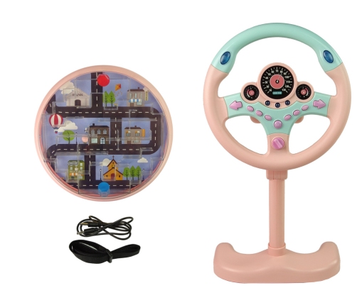 Pink Interactive Steering Wheel On Foot Sounds Lights City Maze Ball