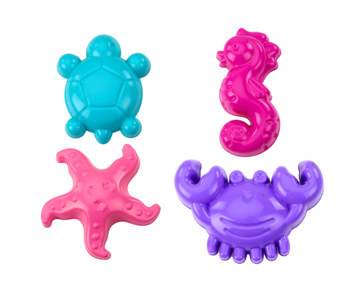 Sea Sand Molds 4 Pieces Crab Turtle Starfish Pink Horse