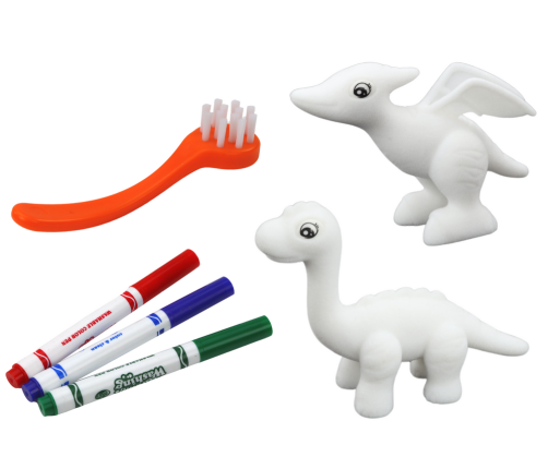 DIY Art Set Dinosaurs Figurines 2pcs Markers Brush