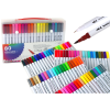 Set of 80 colored marker pens in an organizer