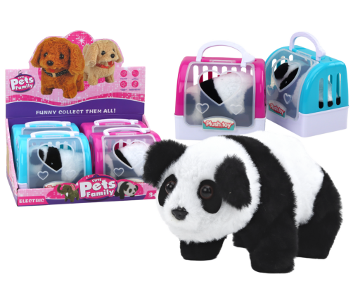 Interactive Plush Panda In Pink Blue Transporter