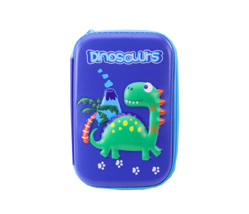 School Pencil Case with Dinosaur Blue Accessories