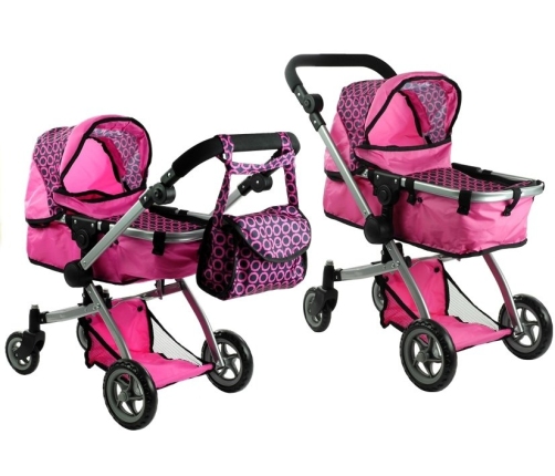 2in1 Doll Bogie and Stroller Alice - Pink and with Dots