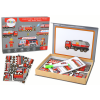 A set of magnetic puzzles with a fire truck motif