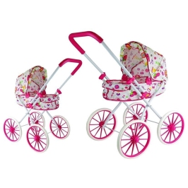 Doll Pram Retro Big Wheels Flowers