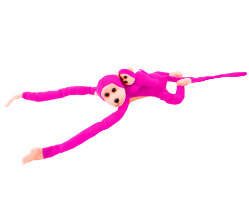 Plush Monkey with Baby Mascot, Dark Pink, with Sound 70 cm