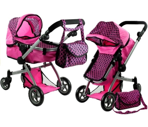 2in1 Doll Bogie and Stroller Alice - Pink and with Dots