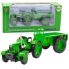 Metal Farm Tractor With Trailer Green 1:18