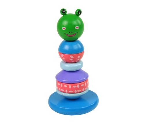 Wooden Educational Pyramid Frog Green Balancing Tower