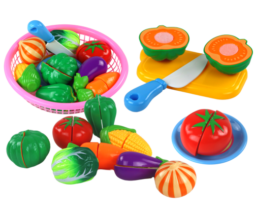 Set of Velcro Vegetables in a Basket 8 Pcs Plate Knife